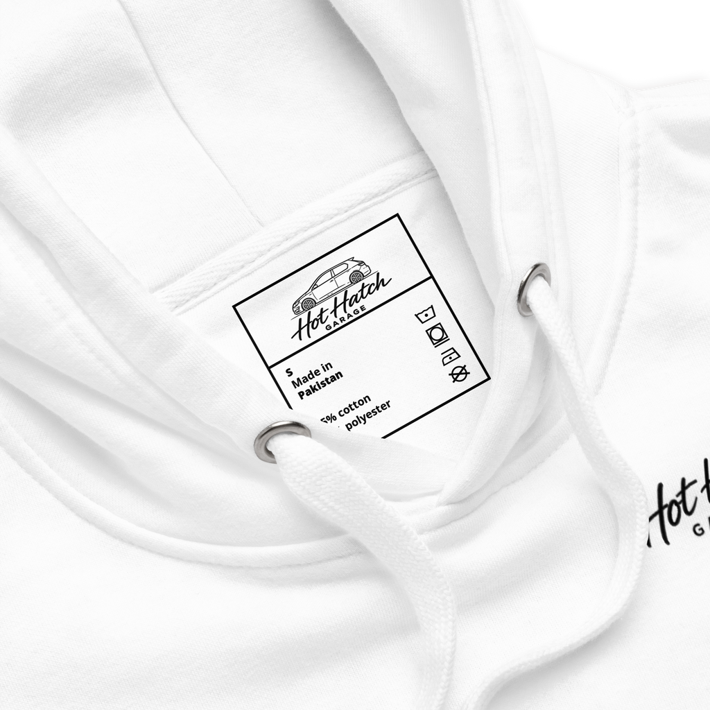 Hot Hatch Garage Premium Merch Hoodie White