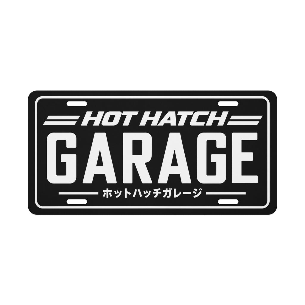 Hot Hatch Garage Black Universal Vanity Plate