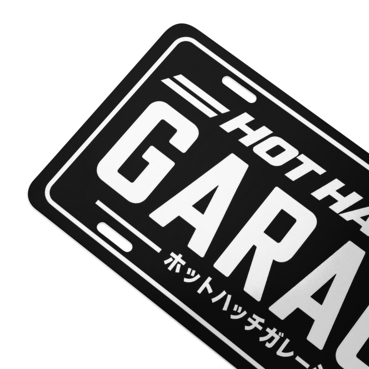 Hot Hatch Garage Black Universal Vanity Plate